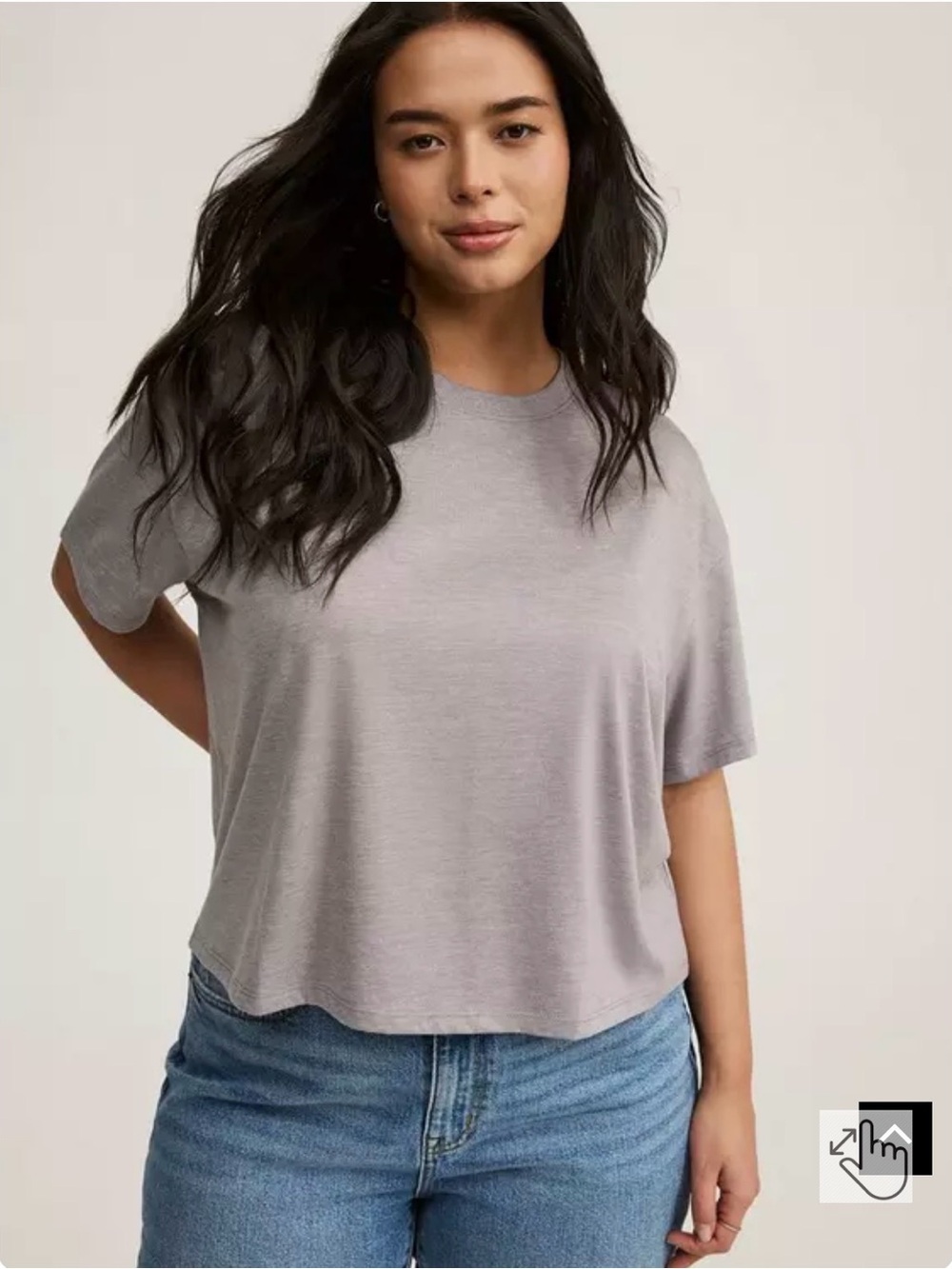 Torrid Signature Jersey Relaxed Crop Crew Tee, Heather Grey, Size 3 (3X 22-24)